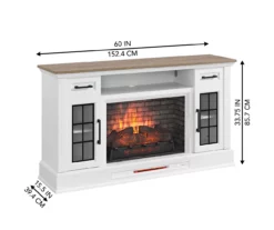 60" White 2-Door Electric Fireplace Console 25 60" White 2-Door Electric Fireplace Console -Storage supplies store 810618088 A6