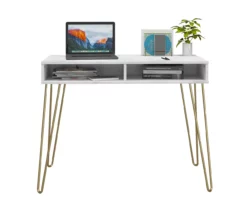 Novogratz Athena Faux Marble 2-Cubby Computer Desk -Storage supplies store 810618403 3