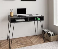 Novogratz Athena Faux Marble 2-Cubby Computer Desk -Storage supplies store 810618404 2
