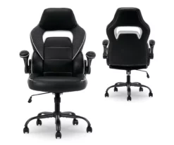 White & Black Faux Leather Gaming Chair -Storage supplies store 810618952 A0 10
