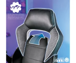 White & Black Faux Leather Gaming Chair -Storage supplies store 810618952 A0 6