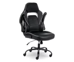 White & Black Faux Leather Gaming Chair -Storage supplies store 810618952 A0 9