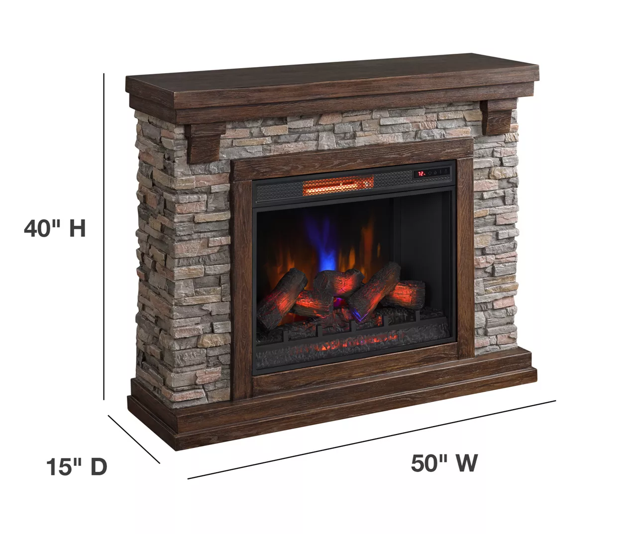 50" Madison Pine & Faux Stone Electric Fireplace 8 50" Madison Pine & Faux Stone Electric Fireplace - Image 6