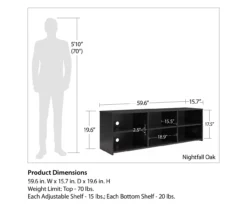 60" Capstan Black Oak TV Stand -Storage supplies store 810621023 A0 5
