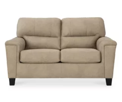 Tishen Pebble Sand Faux Leather Loveseat