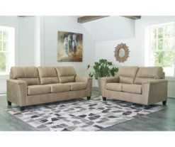 Tishen Pebble Sand Faux Leather Loveseat -Storage supplies store 810669862 A1 3