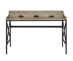 Corday Gray Wood Writing Desk With USB Charing