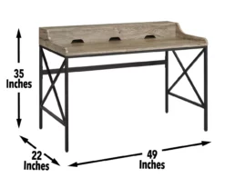 Corday Gray Wood Writing Desk With USB Charing -Storage supplies store 810680820 A7