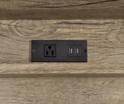 Corday Gray Wood Writing Desk With USB Charing -Storage supplies store 810680820 A8