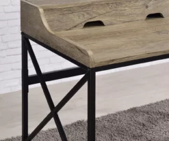 Corday Gray Wood Writing Desk With USB Charing -Storage supplies store 810680820 B8 1