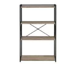 Corday Gray Wood 4-Shelf Open Bookcase