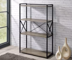 Corday Gray Wood 4-Shelf Open Bookcase -Storage supplies store 810680821 B0 2