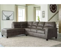 Signature Design By Ashley Navi Smoke Faux Leather Sectional With Left-Facing Chaise -Storage supplies store combo760010 1