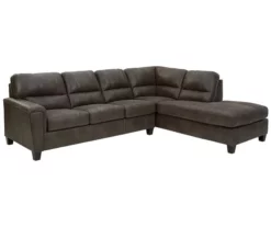 Signature Design By Ashley Navi Smoke Faux Leather Sectional With Right-Facing Chaise