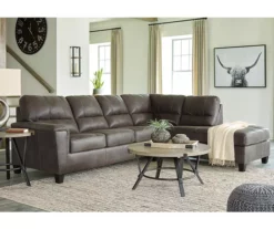 Signature Design By Ashley Navi Smoke Faux Leather Sectional With Right-Facing Chaise -Storage supplies store combo760011 3