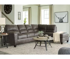 Signature Design By Ashley Navi Smoke Faux Leather Sleeper Sectional With Right-Facing Chaise -Storage supplies store combo760013 3