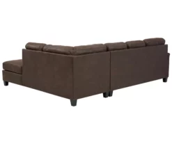 Signature Design By Ashley Navi Chestnut Faux Leather Sectional With Right-Facing Chaise -Storage supplies store combo760015 2