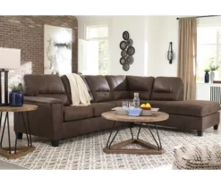 Signature Design By Ashley Navi Chestnut Faux Leather Sectional With Right-Facing Chaise -Storage supplies store combo760015 3