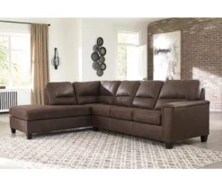 Signature Design By Ashley Navi Chestnut Faux Leather Sleeper Sectional With Left-Facing Chaise -Storage supplies store combo760016 2