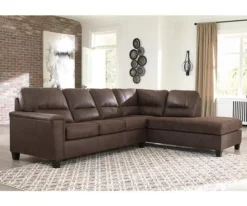 Signature Design By Ashley Navi Chestnut Faux Leather Sleeper Sectional With Right-Facing Chaise 9 Signature Design By Ashley Navi Chestnut Faux Leather Sleeper Sectional With Right-Facing Chaise -Storage supplies store combo760017 2