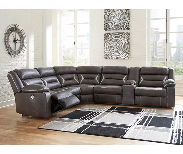 Signature Design By Ashley Kincord 4-Piece Faux Leather Power Reclining Sectional With Right-Arm-Facing Console Sofa 3 Signature Design By Ashley Kincord 4-Piece Faux Leather Power Reclining Sectional With Right-Arm-Facing Console Sofa