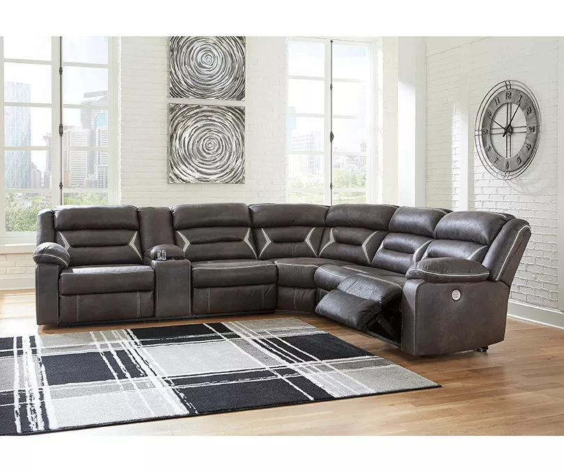 Signature Design By Ashley Kincord 4-Piece Faux Leather Power Reclining Sectional With Left-Arm-Facing Console Sofa 3 Signature Design By Ashley Kincord 4-Piece Faux Leather Power Reclining Sectional With Left-Arm-Facing Console Sofa