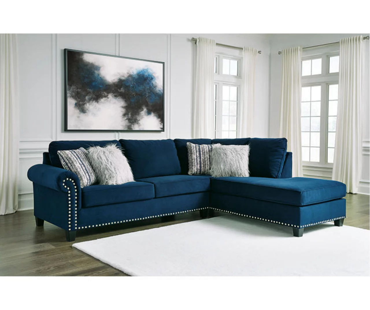 Signature Design By Ashley Trendle Blue Sectional With Right-Facing Chaise 4 Signature Design By Ashley Trendle Blue Sectional With Right-Facing Chaise - Image 2
