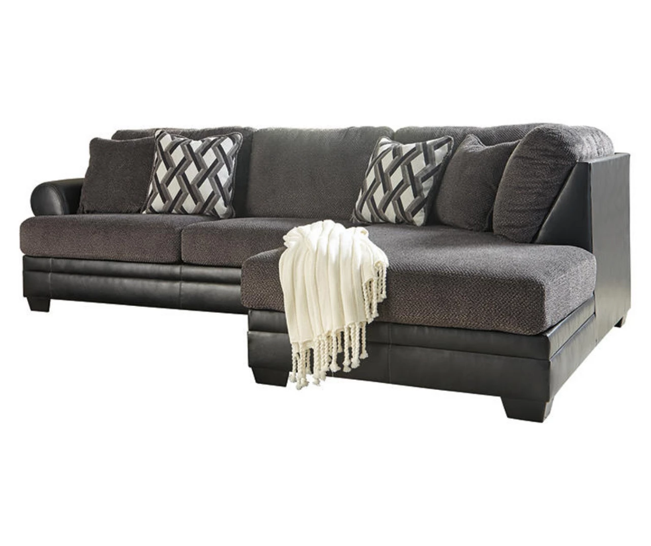 Signature Design By Ashley Kumasi Gray Faux Leather Sectional With Right-Facing Chaise 3 Signature Design By Ashley Kumasi Gray Faux Leather Sectional With Right-Facing Chaise