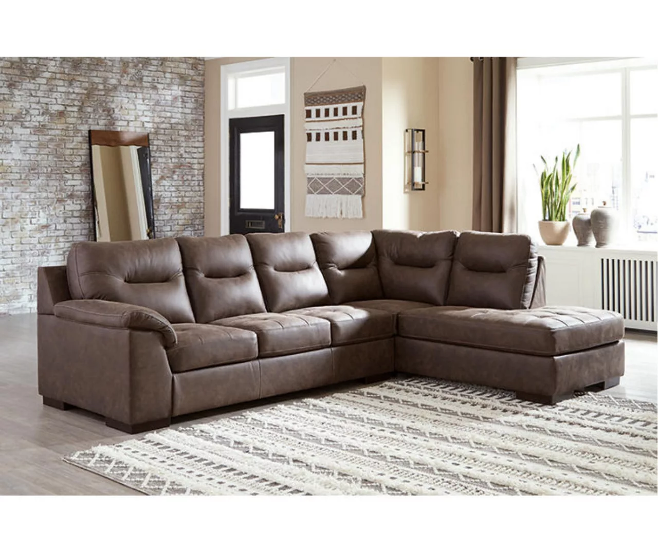 Signature Design By Ashley Maderla Brown Faux Leather Sectional 4 Signature Design By Ashley Maderla Brown Faux Leather Sectional - Image 2