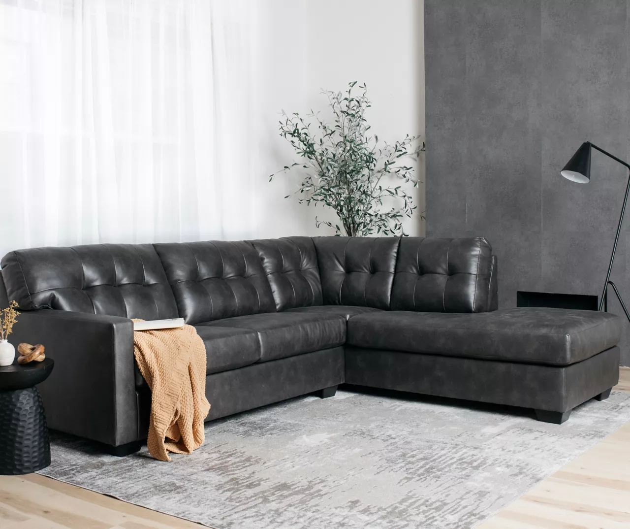Signature Design By Ashley Battstone Steel Faux Leather Sectional 4 Signature Design By Ashley Battstone Steel Faux Leather Sectional - Image 2